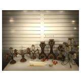 Bin of candlestands, candles , etc