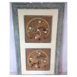 Framed double sand painting, 38.5 x 23 in