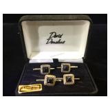 14k GOLD & Sterling & black Onyx shirt buttons