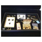 Assortment of vintage  cuff links, tie tacks &