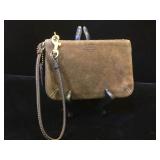 Coach, dark brown leather wristlet