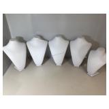 5- large White leatherette necklace busts