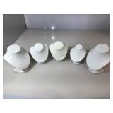 5- Small White leatherette jewelry busts