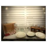 box of house holds, dishes and glassware