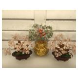 3 gemstone prosperity trees, tallest approx 8