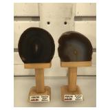 2 Brazilian agate geode slices, approx 5 3/4