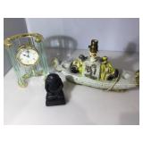 Boat lamp, seiko clock & statue