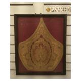 Antique hand fashioned tatter work, framed to 15