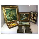 7 piece wall art including oil on canvases