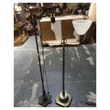 Pair of vintage metal floor lamps with onyx - 1