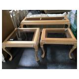 Wood and glass hall table and side tables set