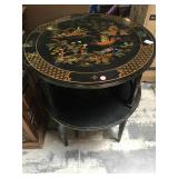 Asian 2-tier side table with hand embellished top