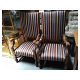 Pair of large vintage high back armchairs -