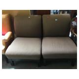 Pair of upholstered armless chairs
