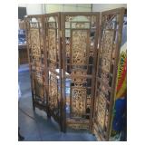 Hand carved Wooden Folding screen w/4 panels,