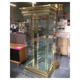 High end lighted Brass and glass display, approx