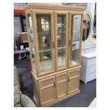 Wooden china hutch w/glass shelves, approx 6.1/2