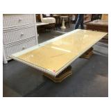 Wooden white rectangular coffee table w/glass