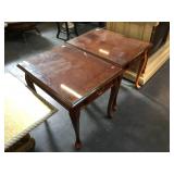 Wooden pair of End tables w/glass top and