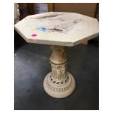 Small stone top side table - approx. 18 in tall