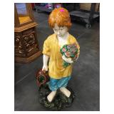 34 in tall plaster boy with pitcher and flowers