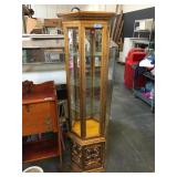 6 foot tall trapezoidal gold gilt curio cabinet