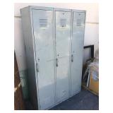 Metal lockers w/3 lockers, approx 6 ft tall and 4