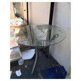 Patio pub table w/glass top, approx 36 inches
