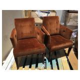 Pair or brown comfy arm chairs from High end