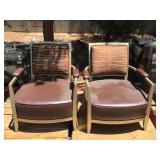 Pair of matching brown arm chairs w/padded arms