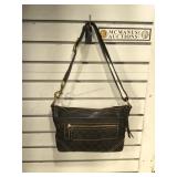 Coach Black Signature Leather-Trimmed Medium