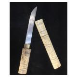 Vintage Japanese carved bone handle knife , with