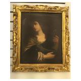 Early oil painting on canvas of a Saint , 12 x 15