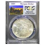 1889 Morgan Silver Dollar - PCGS BU - Stage Coach