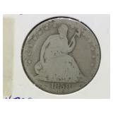 1859-O Seated Liberty Half Dollar in flip