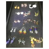 16 pairs of fashion costume jewelry earrings,