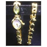 Matched set of watch and bracelet with green