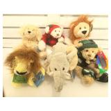 6 cute stuffed  animals, perfect for a child.