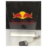 Red Bull glass lighted display logo, approx 10x12