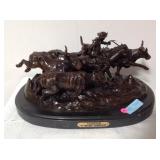 Frederick Remington bronze on marble, Stampede