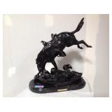 Frederick Remington bronze on marble, Wicked Pony,