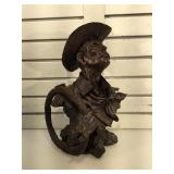 Resin cowboy with rope bust, 16 inches H,