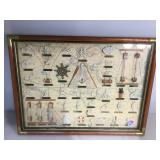 Shadow box Framed Seaman Knot sample board, 31 x