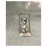 Vintage Bronze Lady on a Swing, 9.5 inch