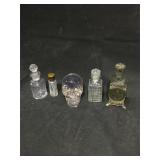 Vintage crystal skull, antique Cologne bottle w/