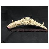 Lg carving , resin, elephant tusk form, approx 30