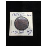 1851 Large Cent in flip