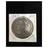 1881-S Morgan Silver Dollar in flip