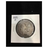 1880-O Morgan Silver Dollar in flip