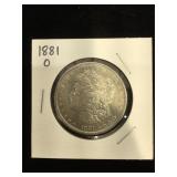 1881-O Morgan Silver Dollar in flip